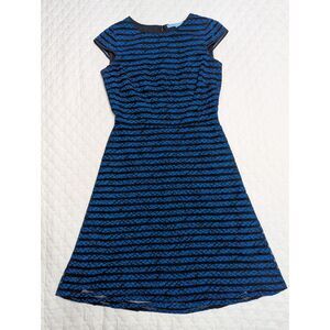💙 Antonio Melani Blue & Black Fit & Flare Dress – Size 2